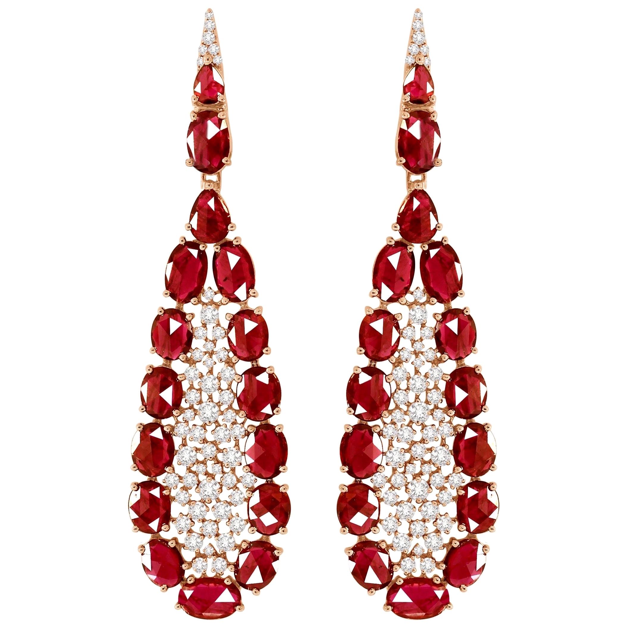 Ruby Diamond 18 Karat Gold Earrings