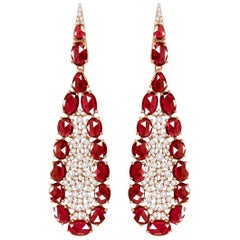 Ruby Diamond 18 Karat Gold Earrings