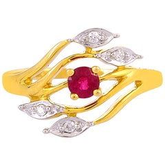 Anillo Eternidad Rubí Diamante Oro 18 Kilates