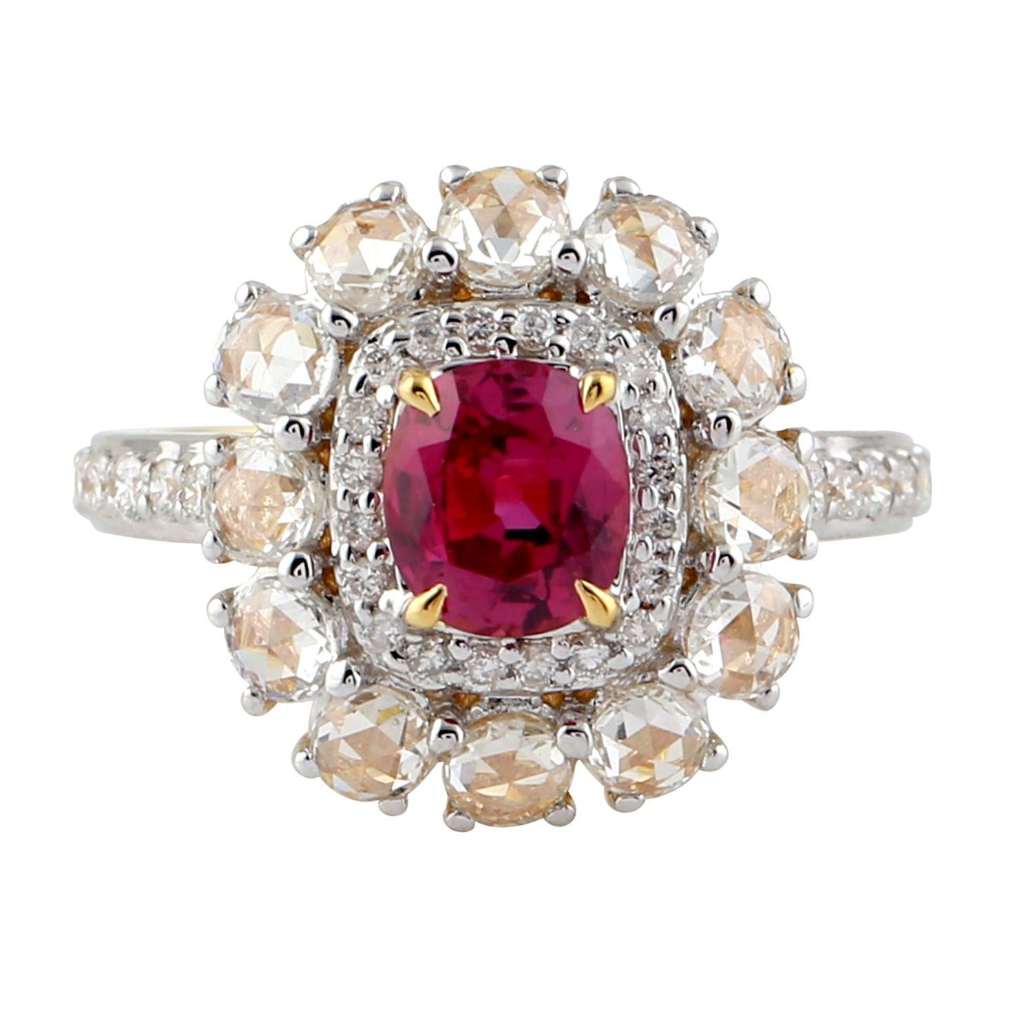For Sale:  Ruby Diamond 18 Karat Gold Ring 4