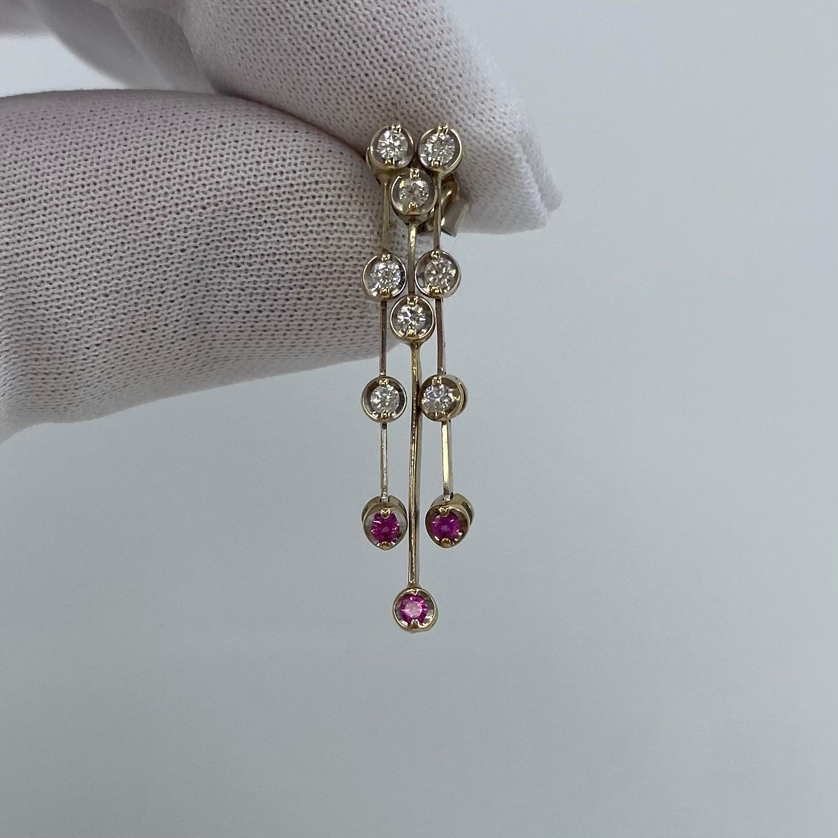 Boucles d'oreilles pendantes en or blanc 18 carats avec rubis et diamants en forme de cascade Neuf - En vente à Birmingham, GB