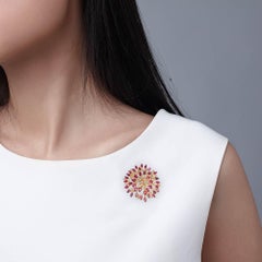 Ruby Diamond 18 Karat Yellow Gold Brooch