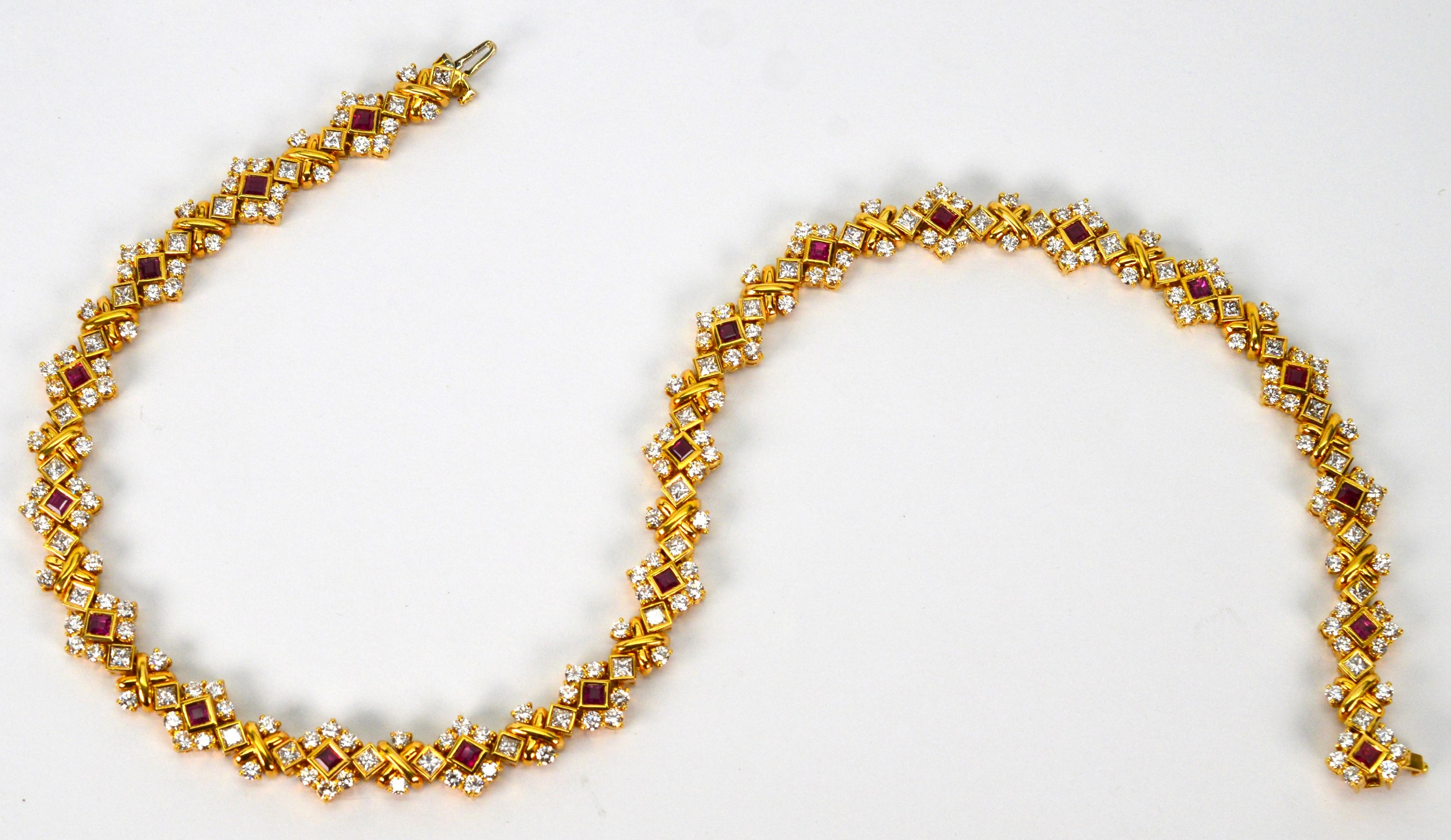 Rubin-Diamant 18 Karat Gelbgold Jewell Convertible Länge Luxus-Halskette im Angebot 6