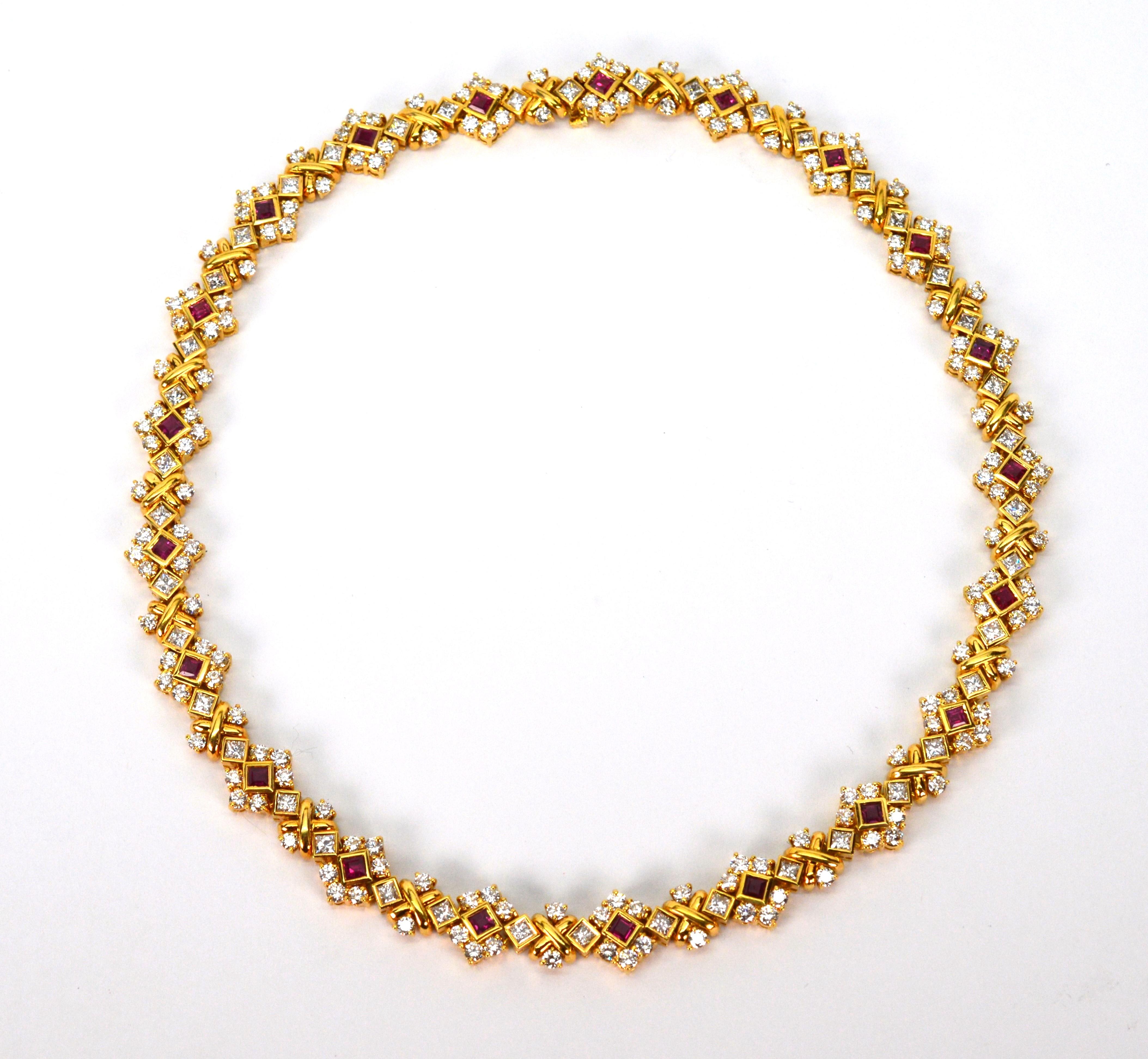 Rubin-Diamant 18 Karat Gelbgold Jewell Convertible Länge Luxus-Halskette im Angebot 7