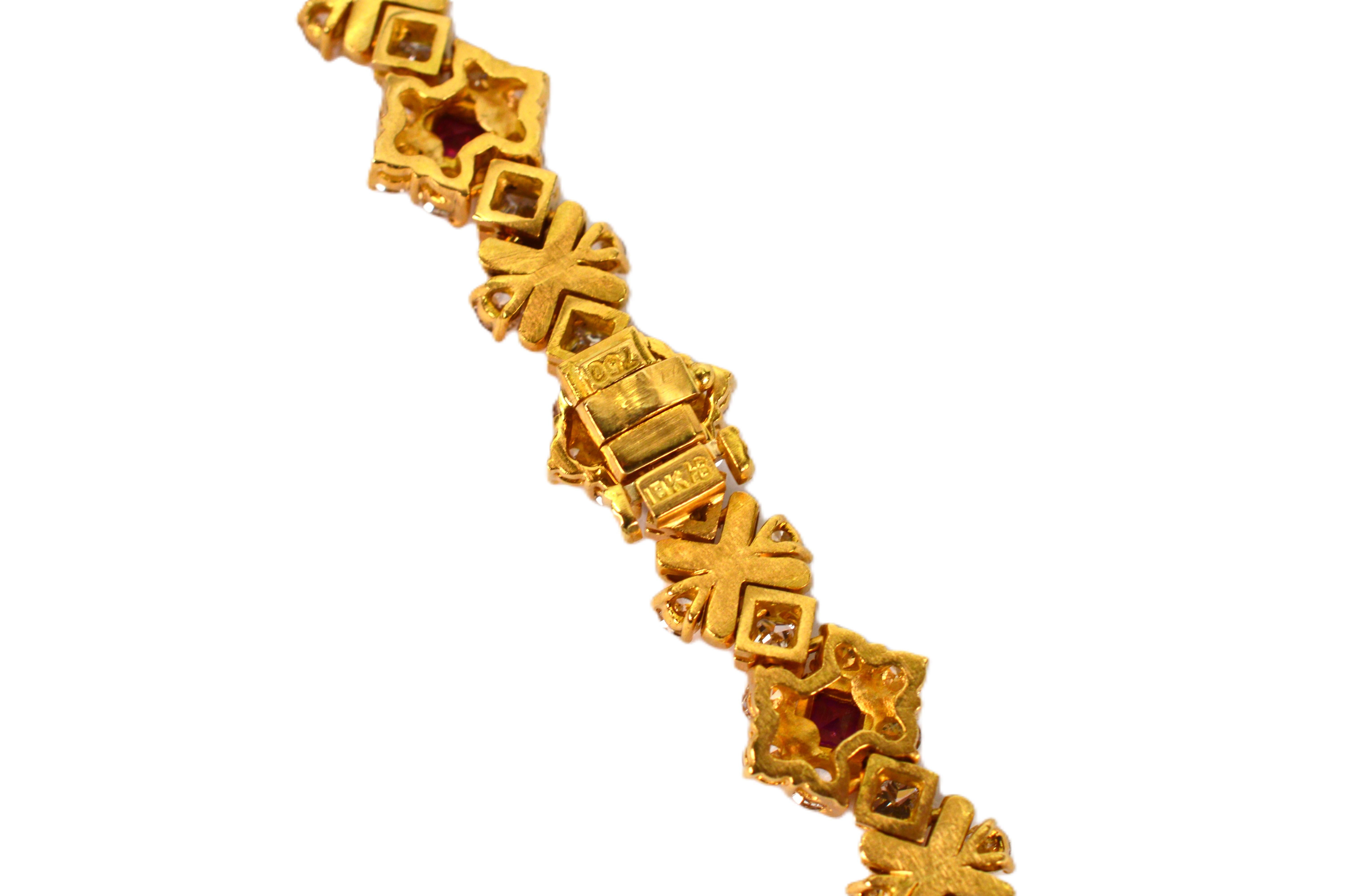 Rubin-Diamant 18 Karat Gelbgold Jewell Convertible Länge Luxus-Halskette im Angebot 9