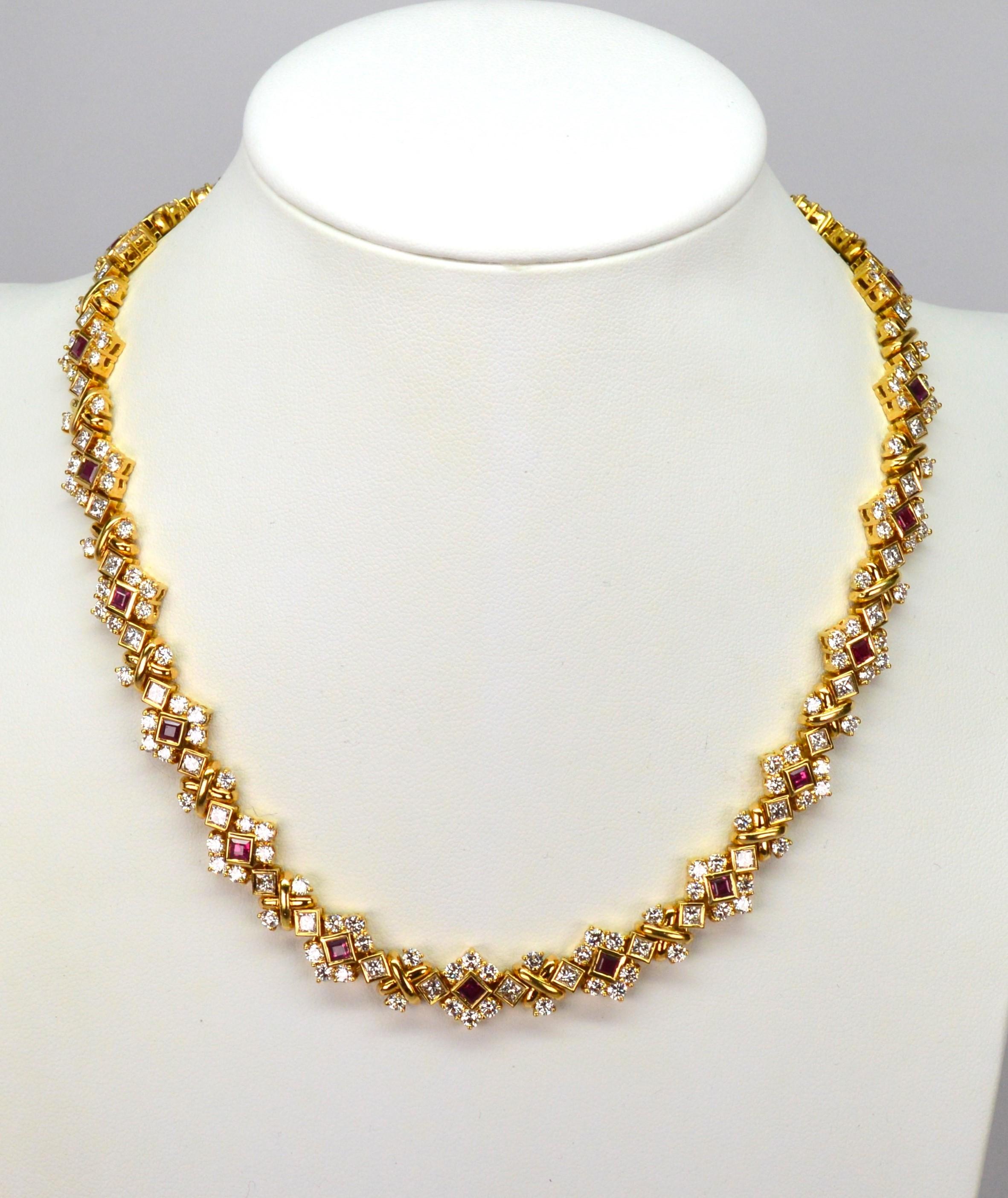 Rubin-Diamant 18 Karat Gelbgold Jewell Convertible Länge Luxus-Halskette im Angebot 11