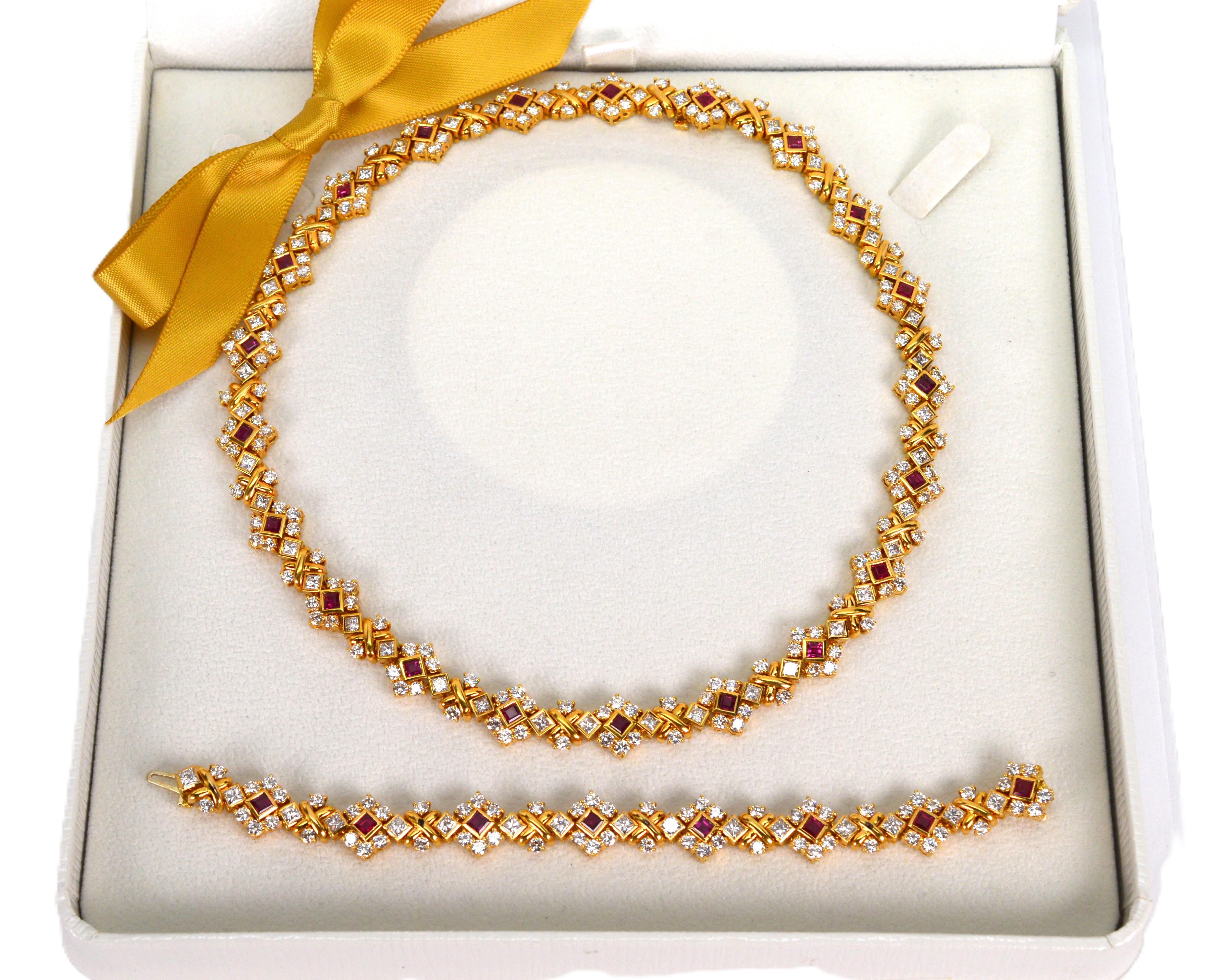 Rubin-Diamant 18 Karat Gelbgold Jewell Convertible Länge Luxus-Halskette im Angebot 12