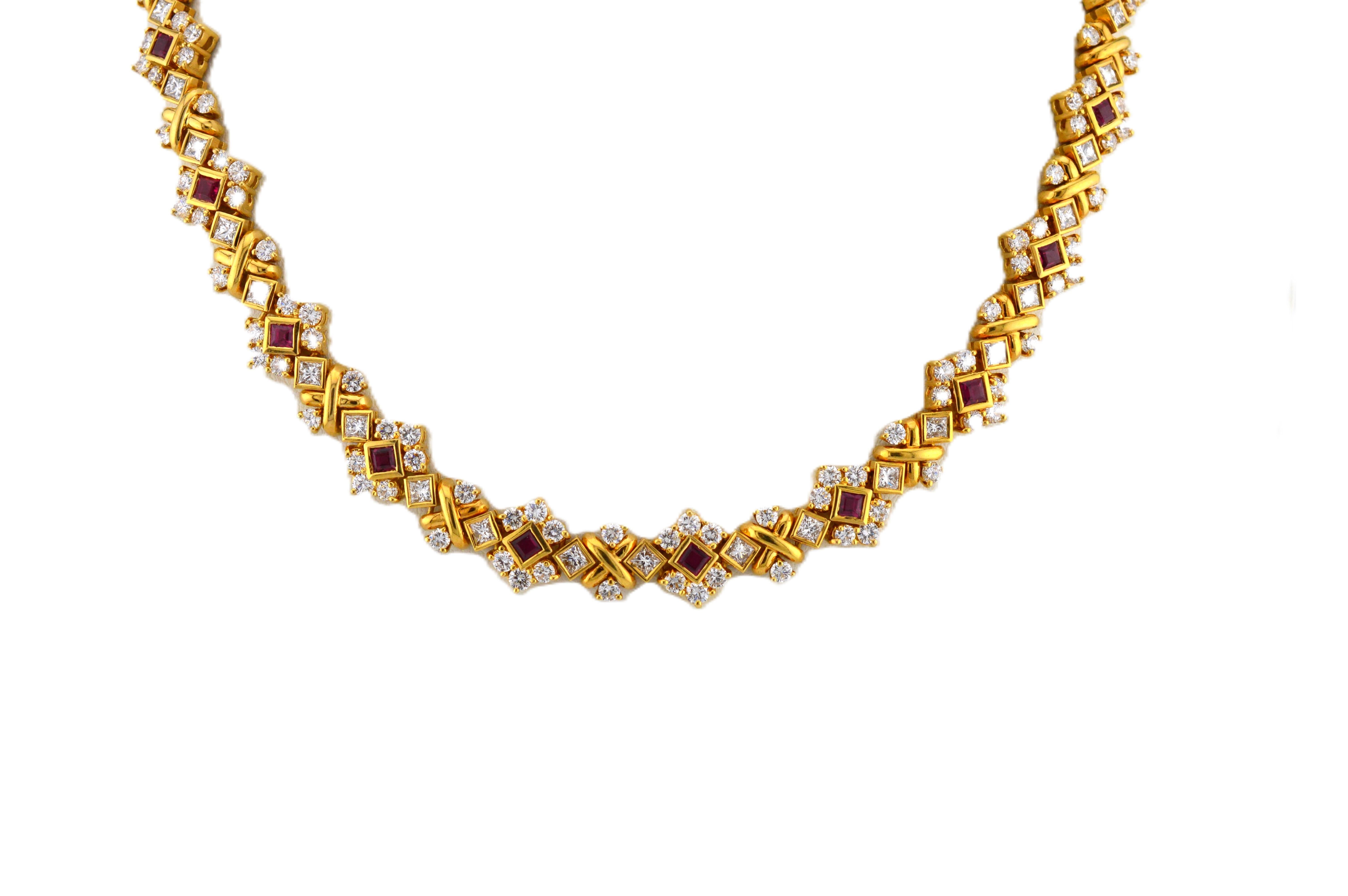 Rubin-Diamant 18 Karat Gelbgold Jewell Convertible Länge Luxus-Halskette im Angebot 4