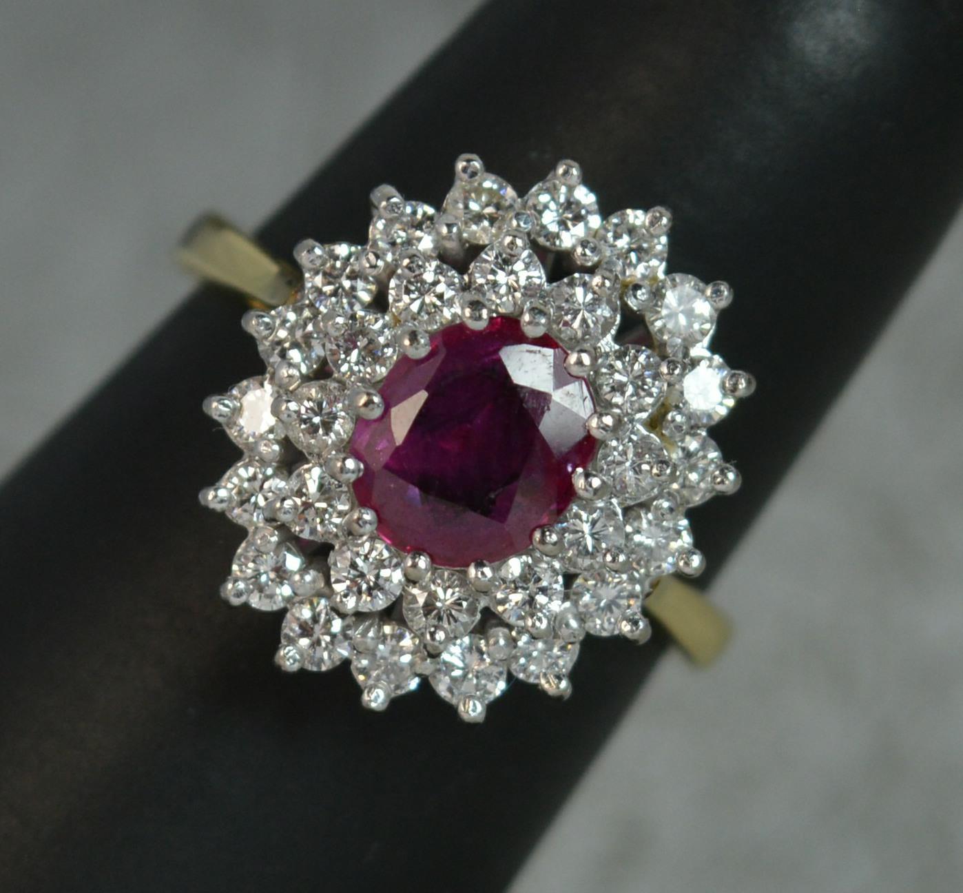 Ruby and Diamond 18 Carat Gold Cluster Ring 6