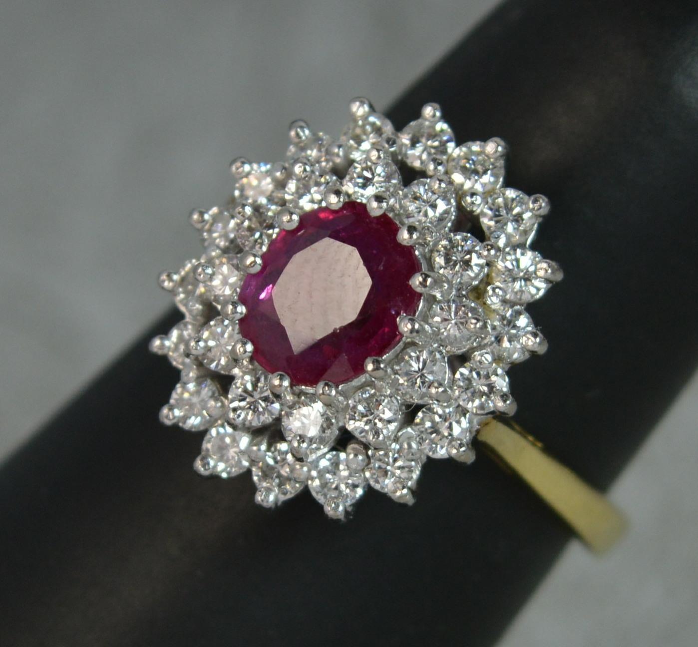 Ruby and Diamond 18 Carat Gold Cluster Ring 7