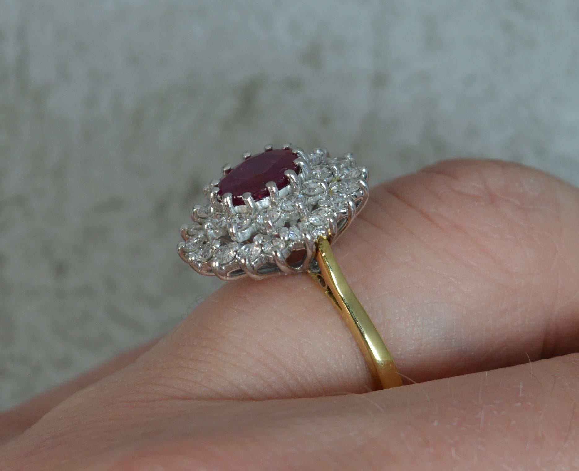 Contemporary Ruby and Diamond 18 Carat Gold Cluster Ring