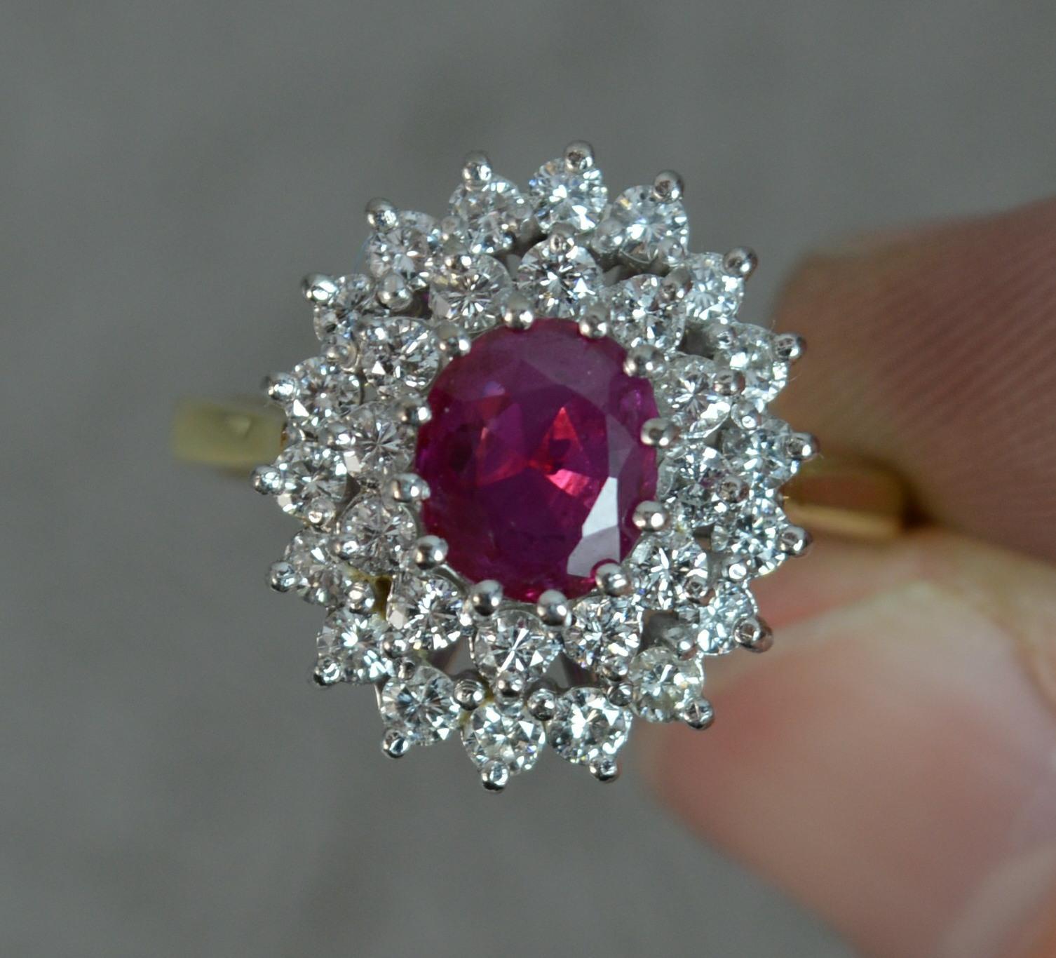 Women's Ruby and Diamond 18 Carat Gold Cluster Ring
