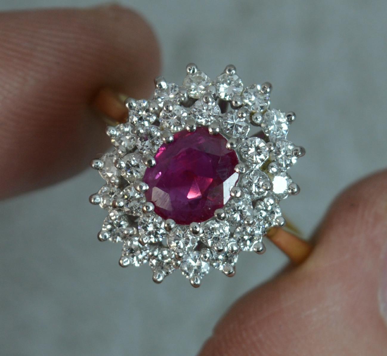 Ruby and Diamond 18 Carat Gold Cluster Ring 2