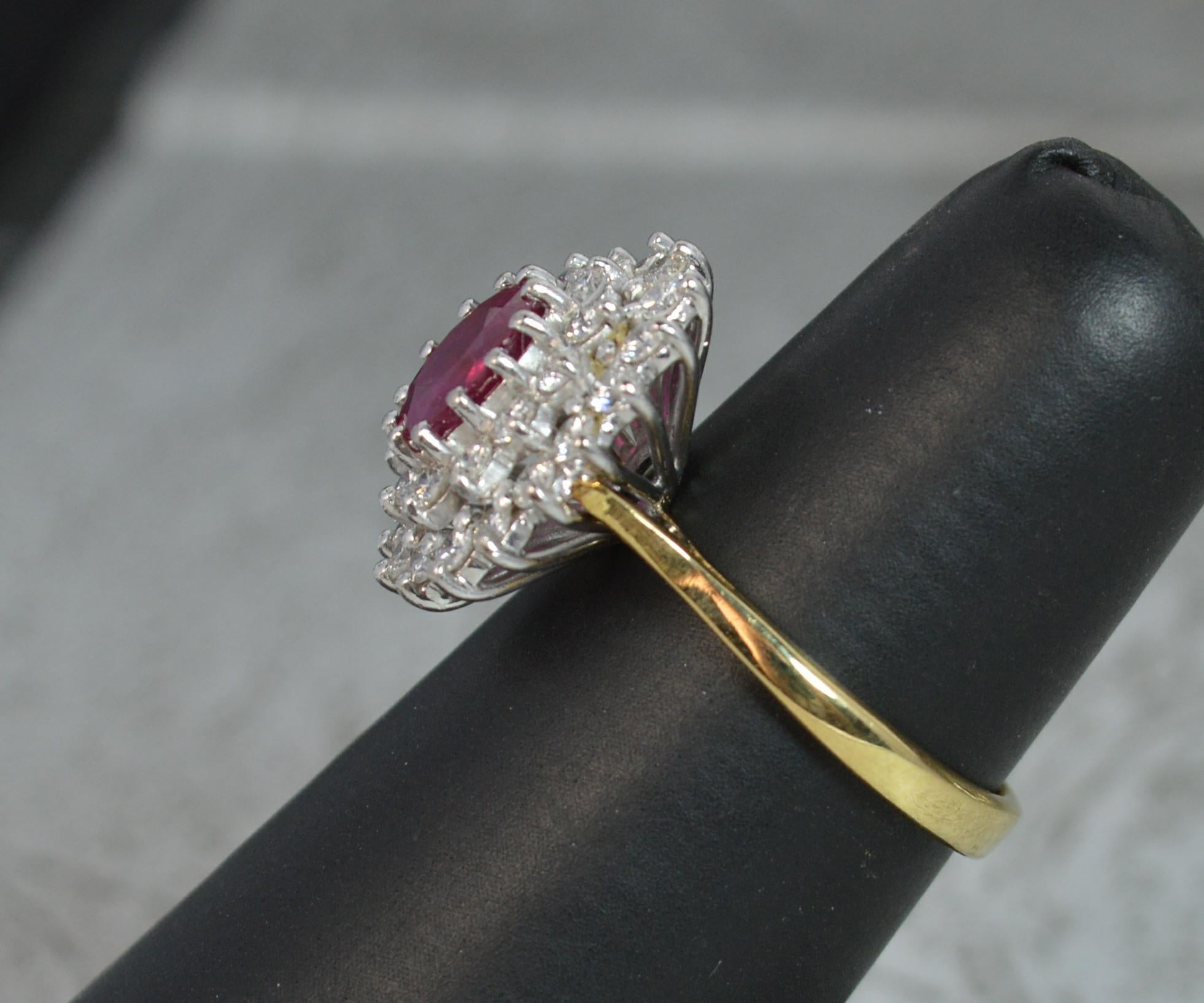 Ruby and Diamond 18 Carat Gold Cluster Ring 3