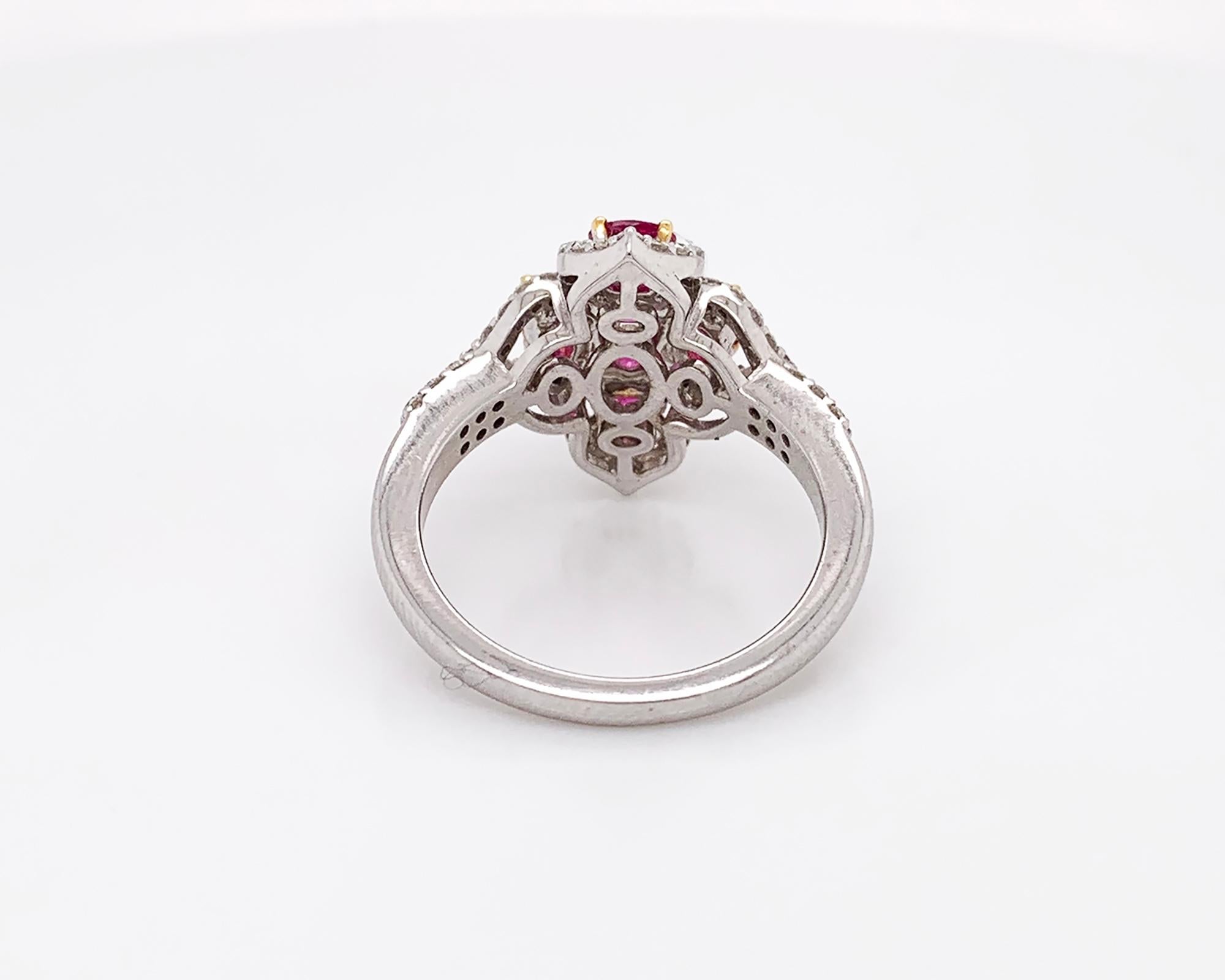 Oval Cut Ruby Diamond 18 Karat Gold Ring