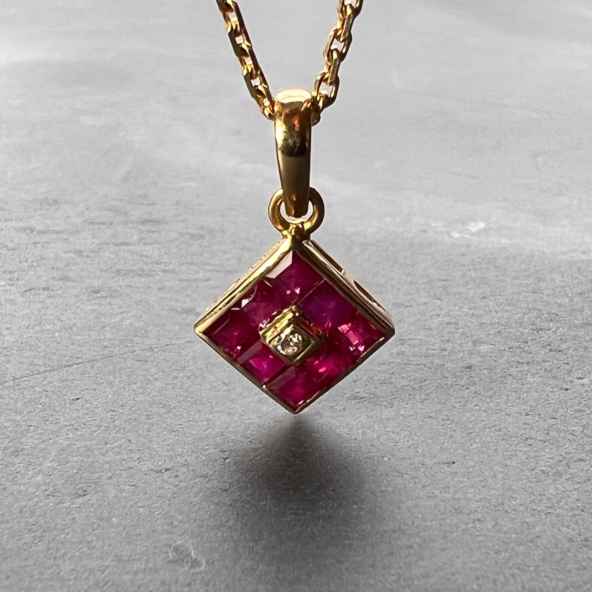 square ruby pendant