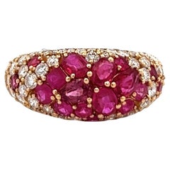 Ruby Diamond 18k Yellow Gold Dome Ring