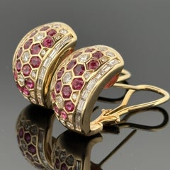 Boucles d'oreilles rubis et diamants en or jaune 18k 3.75ctw
