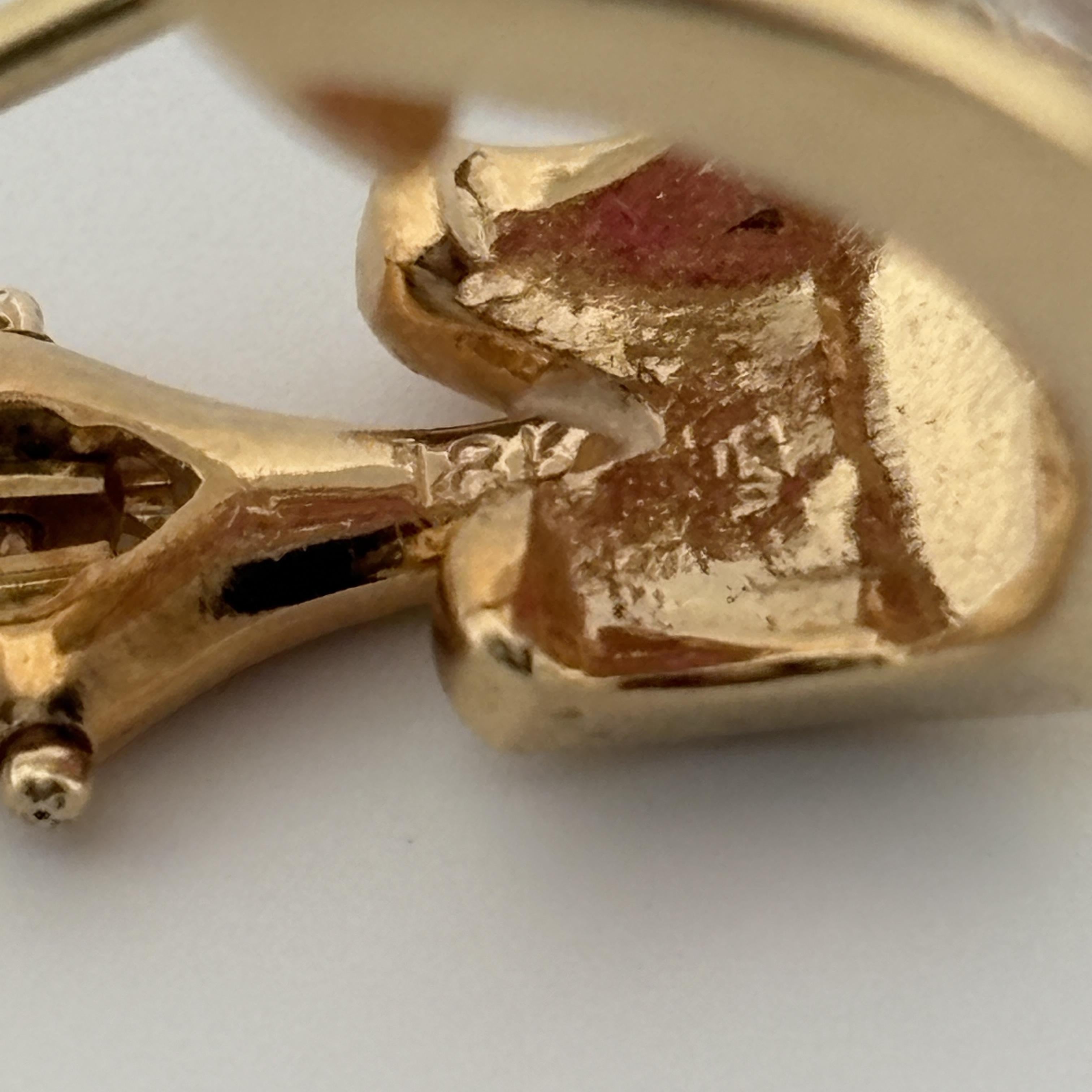 Pendientes de aro en forma de panal de oro amarillo de 18k con rubíes y diamantes 3,75 ctw en venta 3