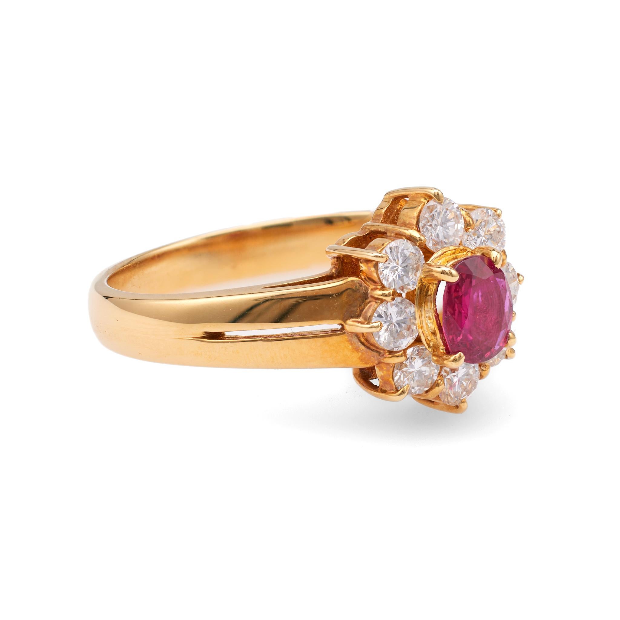 Ruby Diamond 18k Yellow Gold Ring In Excellent Condition For Sale In Beverly Hills, CA
