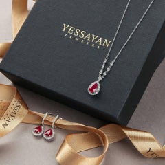 Ruby & Diamond Accented Earrings in 18K White Gold