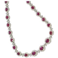 Ruby Diamond and 18 Carat Gold Necklace