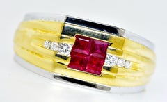 Ruby, Diamond and Gold Vintage Ring, circa 1960