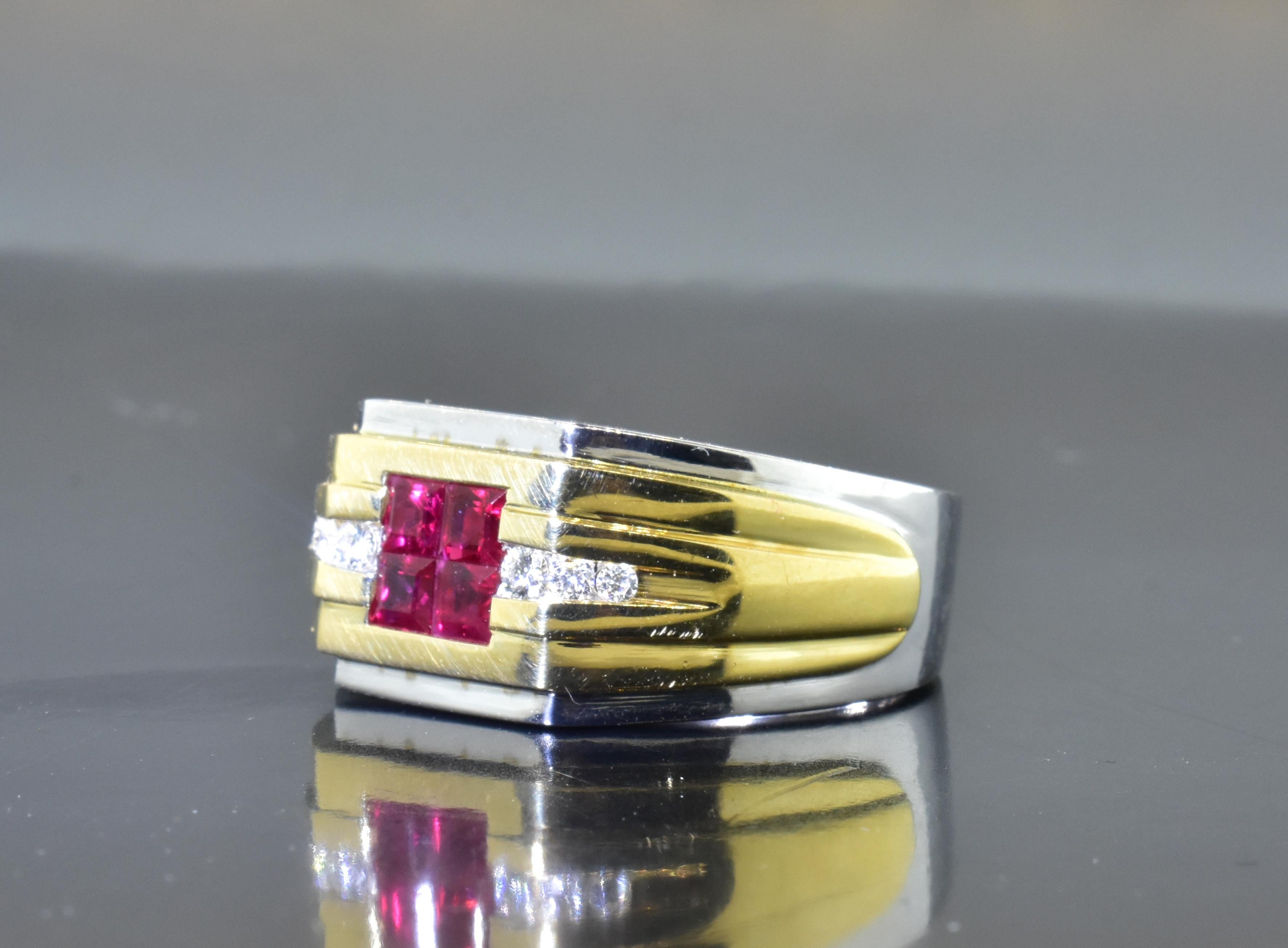 Ruby, Diamond and Gold Vintage Ring, circa 1960 1