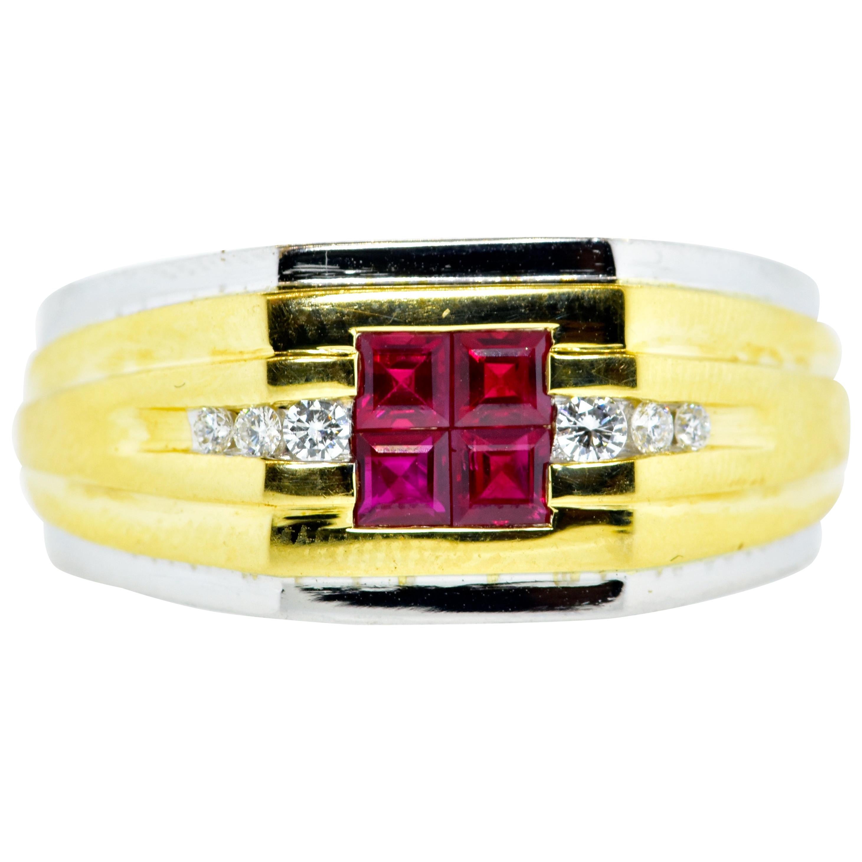 Ruby, Diamond and Gold Vintage Ring, circa 1960