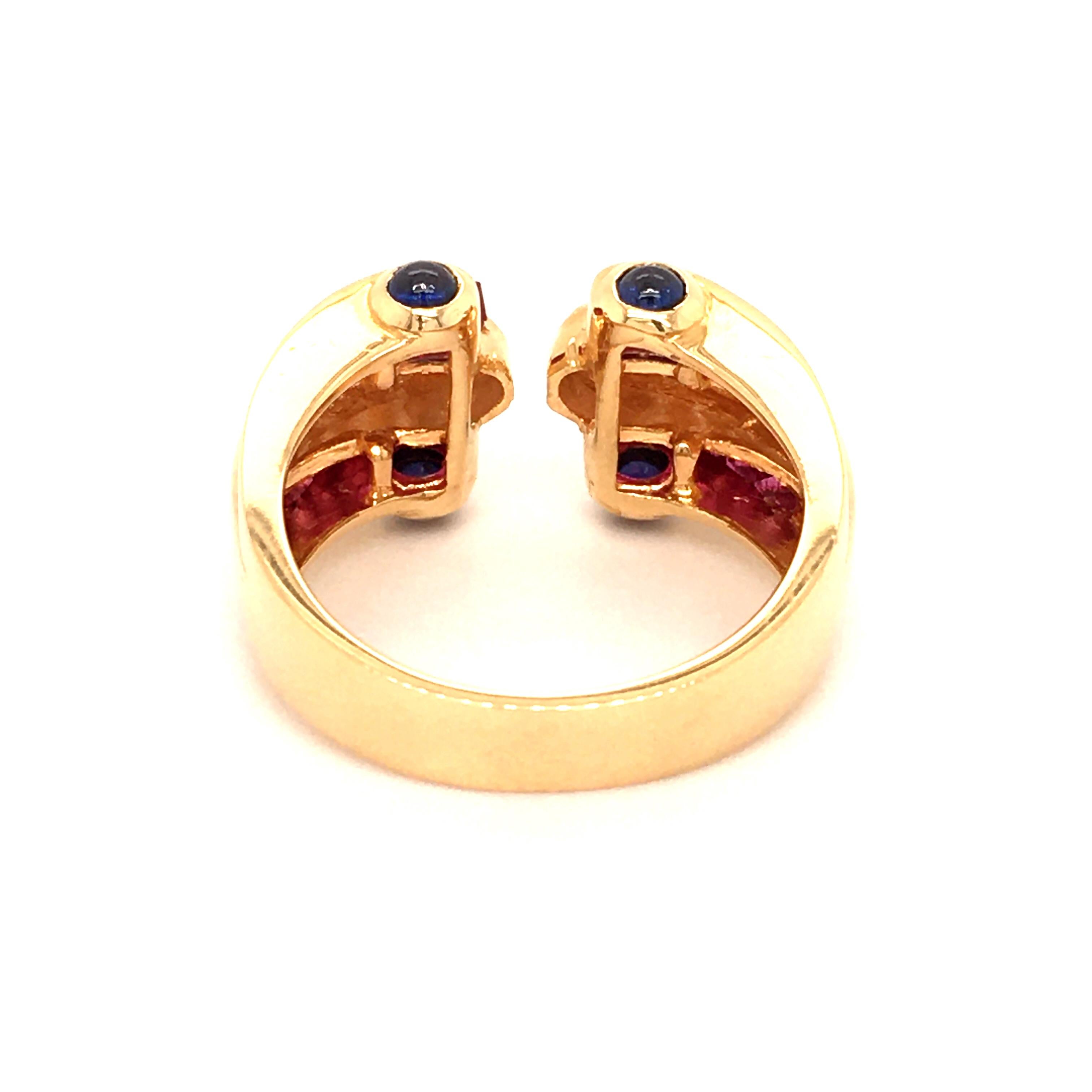 Ruby, Diamond and Sapphire Ring in 18 Karat Yellow Gold 3