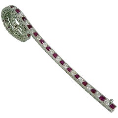 Ruby, Diamond and White Gold Tennis Bracelet