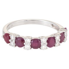 Ruby Diamond Anniversary Band Ring Estate 14 Karat White Gold Fine Jewelry