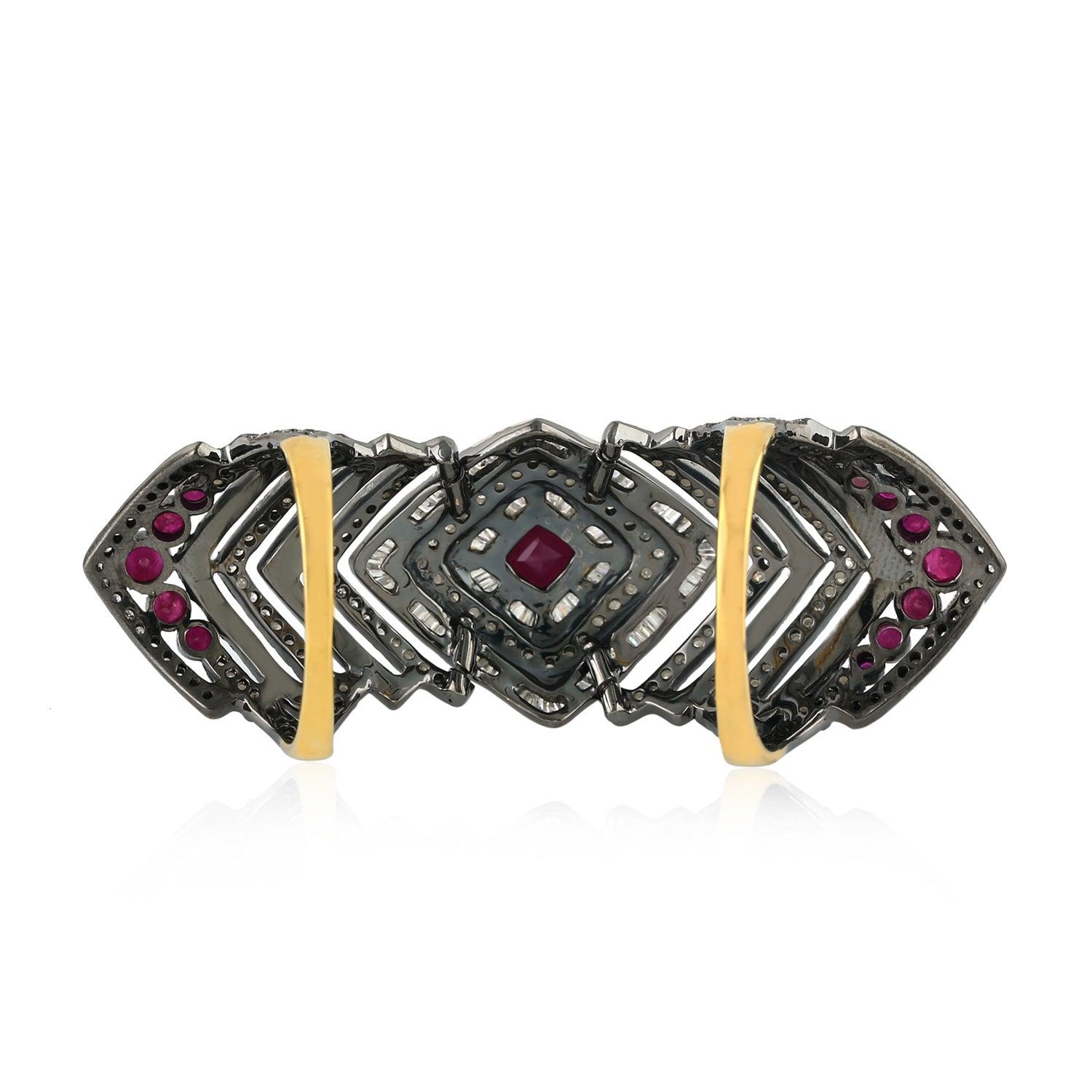 For Sale:  Ruby Diamond Armour Knuckle Ring 3