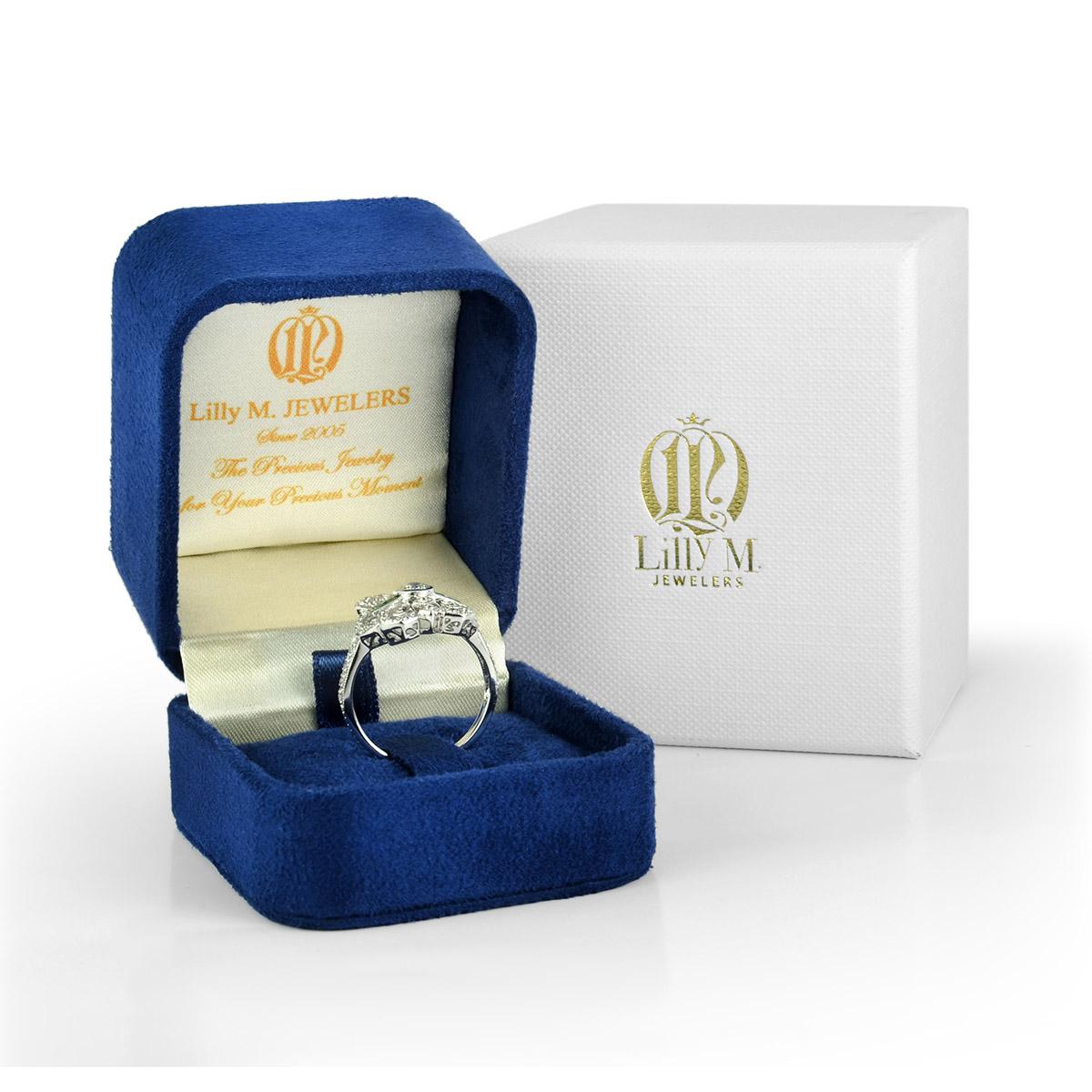 Rubí Diamante Anillo de Tres Piedras Estilo Art Decó en Oro Amarillo de 9 K en venta 3