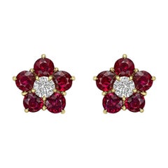 Ruby & Diamond "Astra" Cluster Earrings