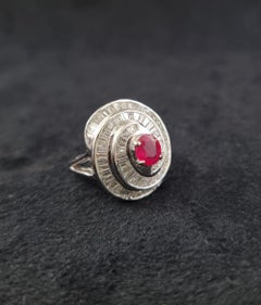 Ruby Diamond Baguette Spiral Ring