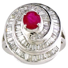 Ruby Diamond Baguette Spiral Ring