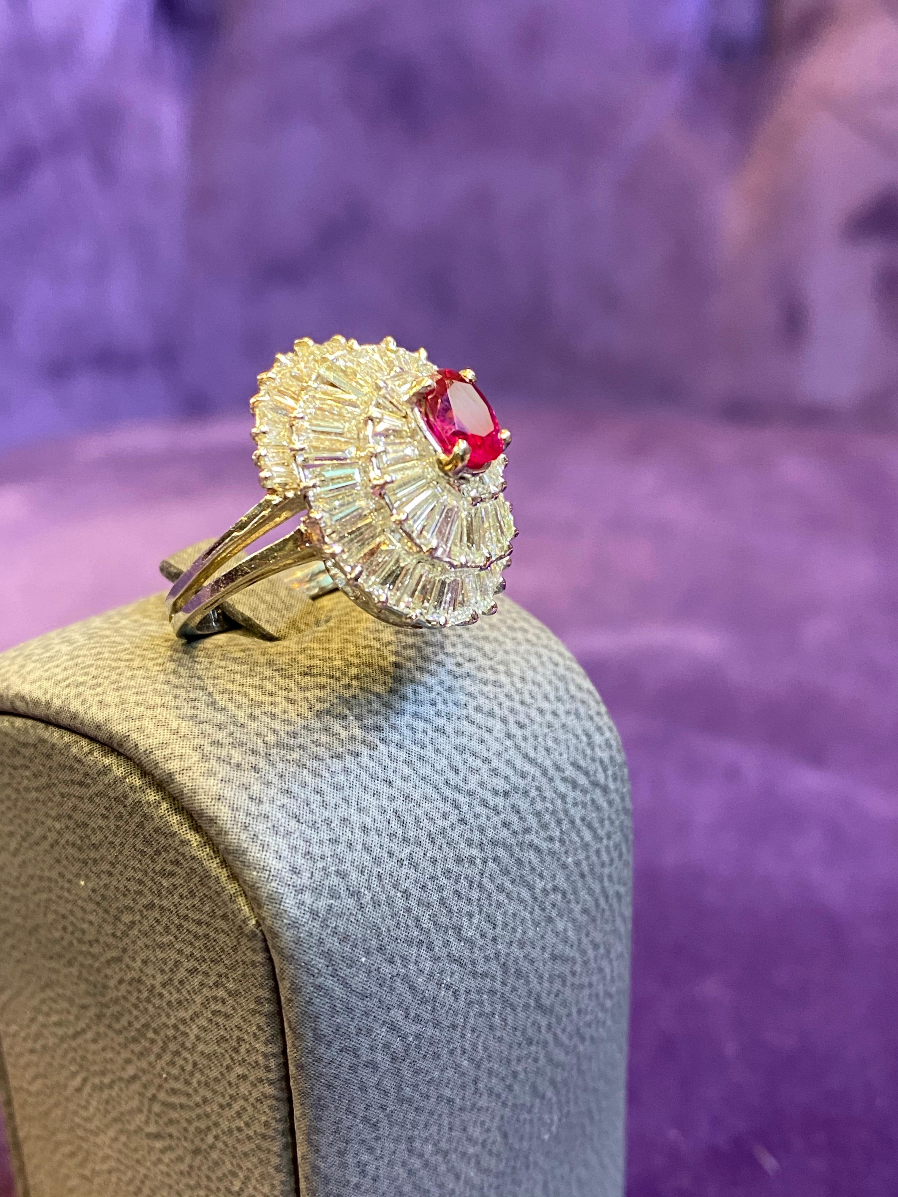 Ruby & Diamond Ballerina Cocktail Ring In Excellent Condition For Sale In New York, NY