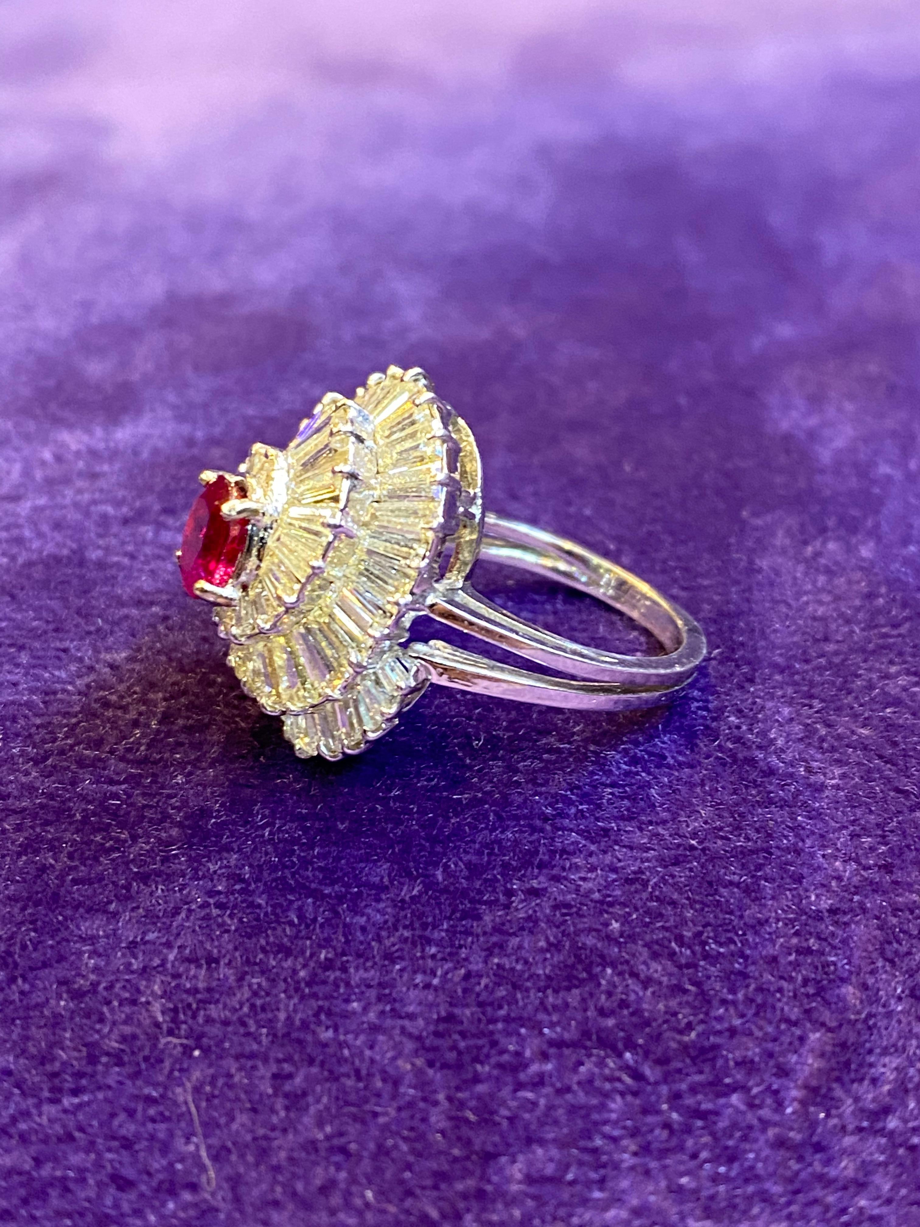 Women's Ruby & Diamond Ballerina Cocktail Ring For Sale