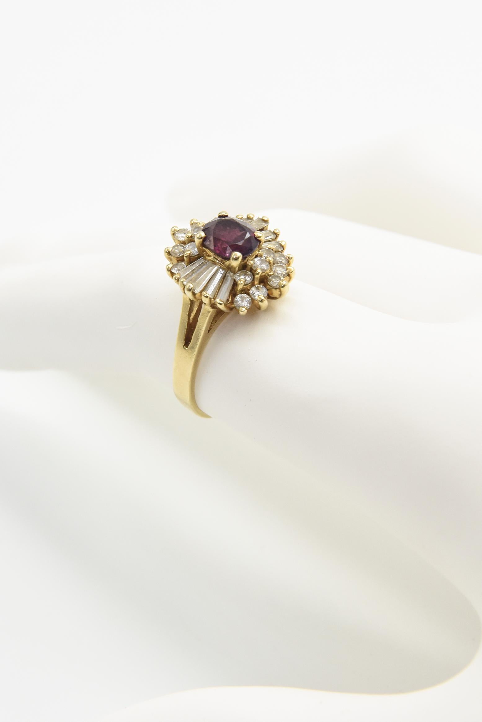 Ruby Diamond Ballerina Gold Cocktail Ring For Sale 5