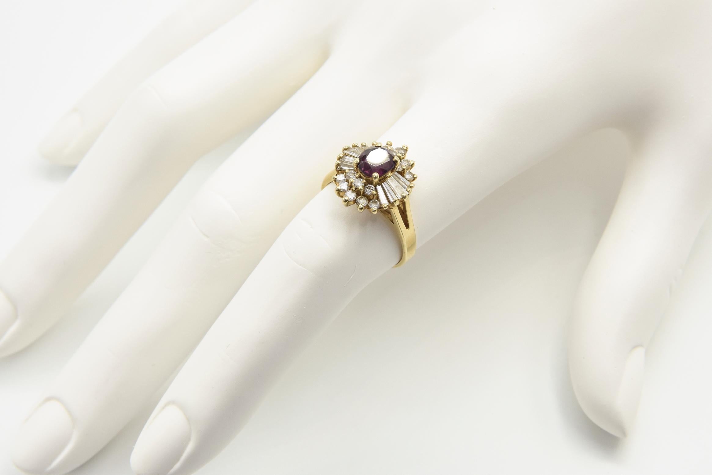 Ruby Diamond Ballerina Gold Cocktail Ring For Sale 6
