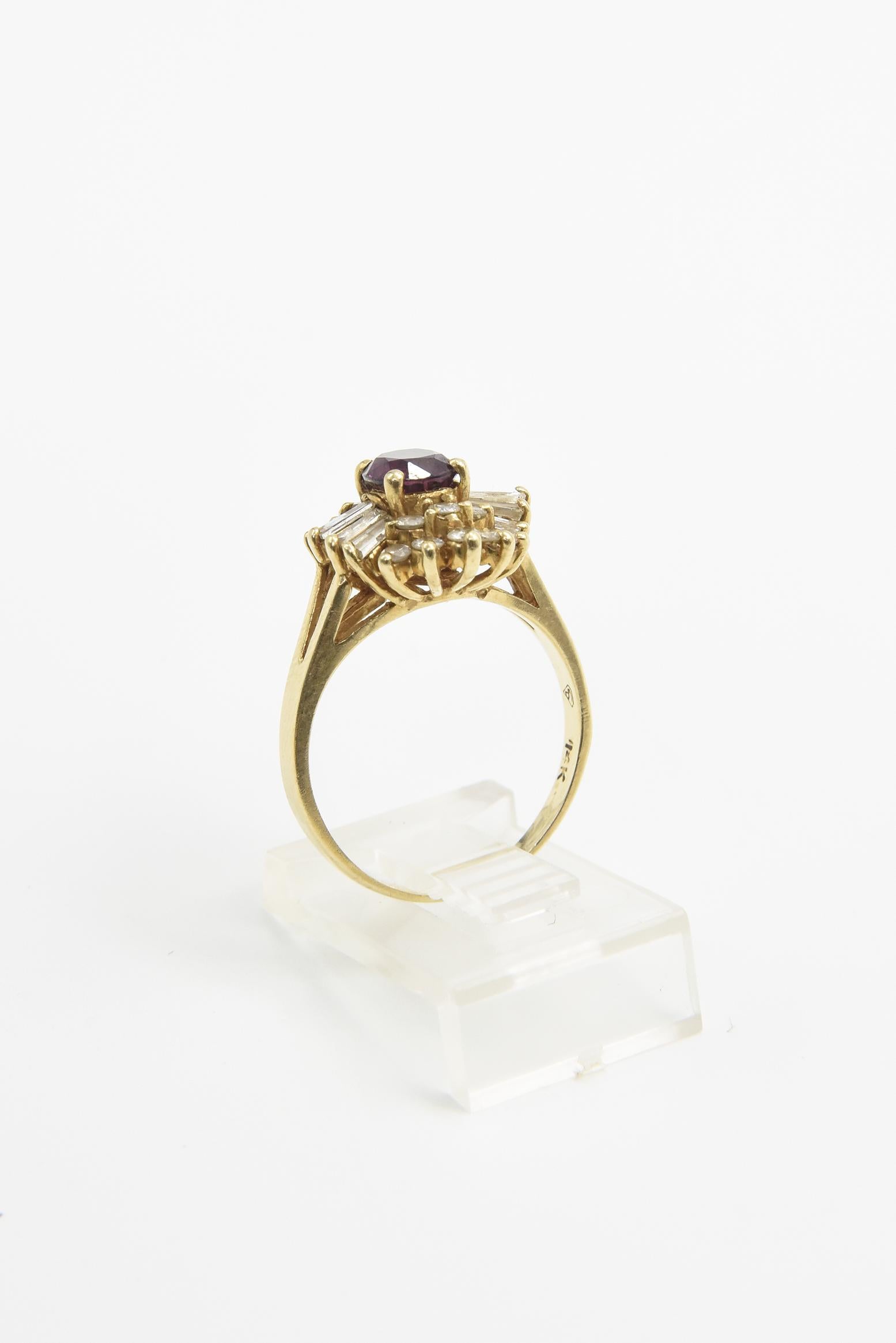 Ruby Diamond Ballerina Gold Cocktail Ring For Sale 1