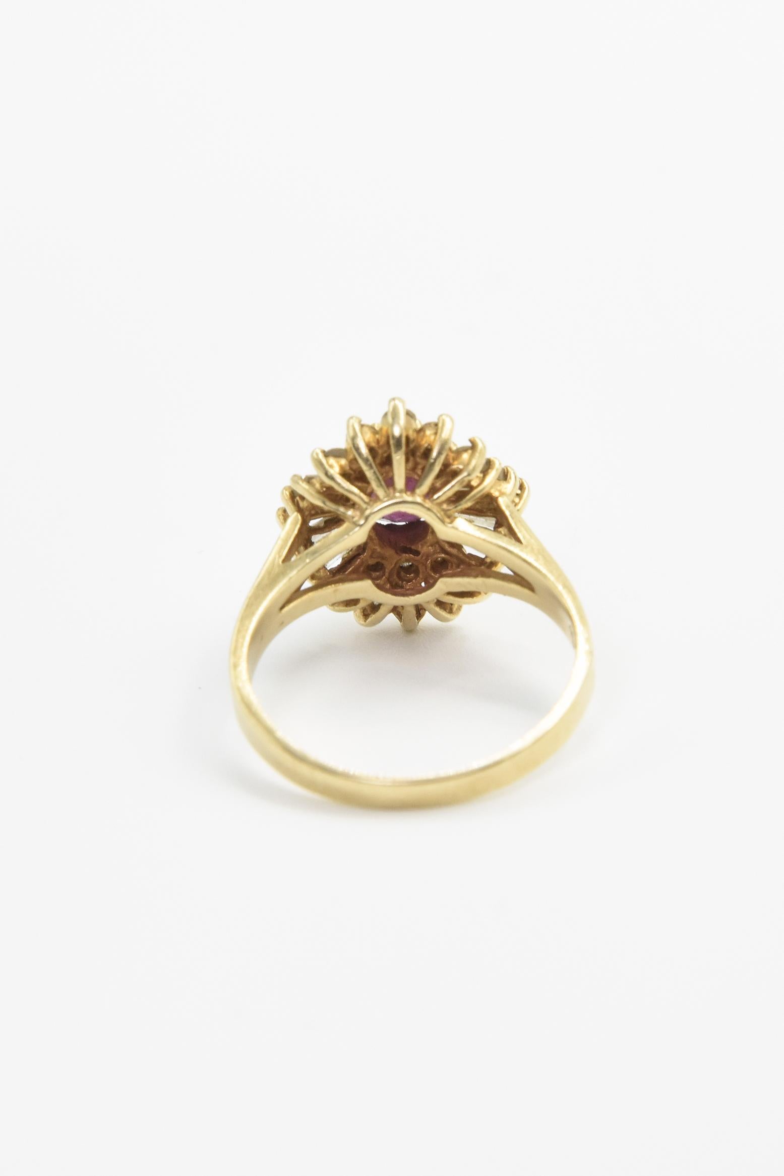 Ruby Diamond Ballerina Gold Cocktail Ring For Sale 3