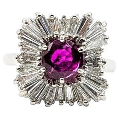 Ruby & Diamond Ballerina Platinum Ring - GIA 2235795301