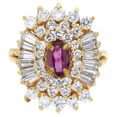 Ballerina-Ring mit Rubin und Diamant aus 14k Gelbgold