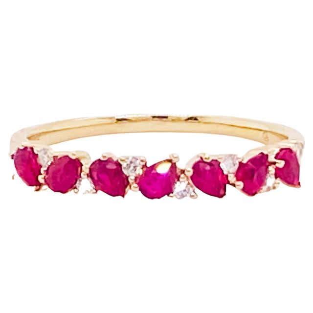 Ruby Stack Band Customizable Diamond Ruby Band, Ruby and Diamond Stack Ring in 14k ...