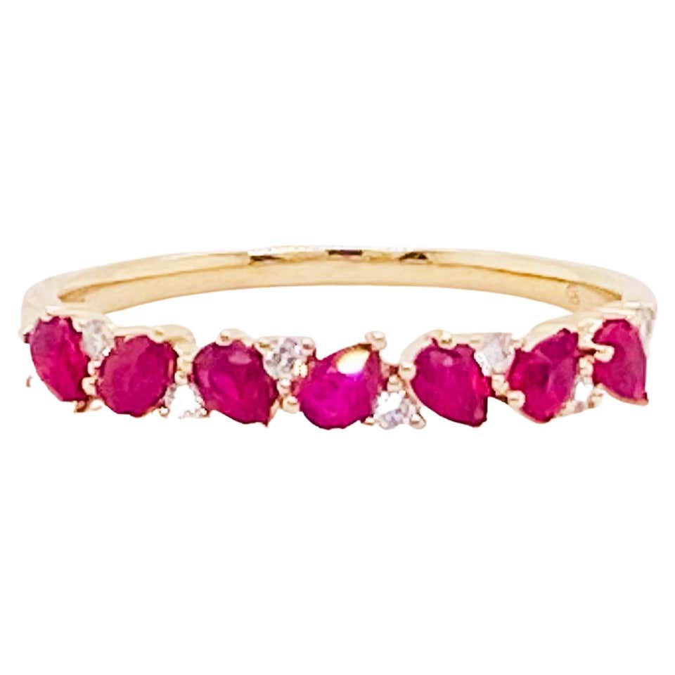 Customizable Diamond Ruby Band, Ruby and Diamond Stack Ring in 14k ...