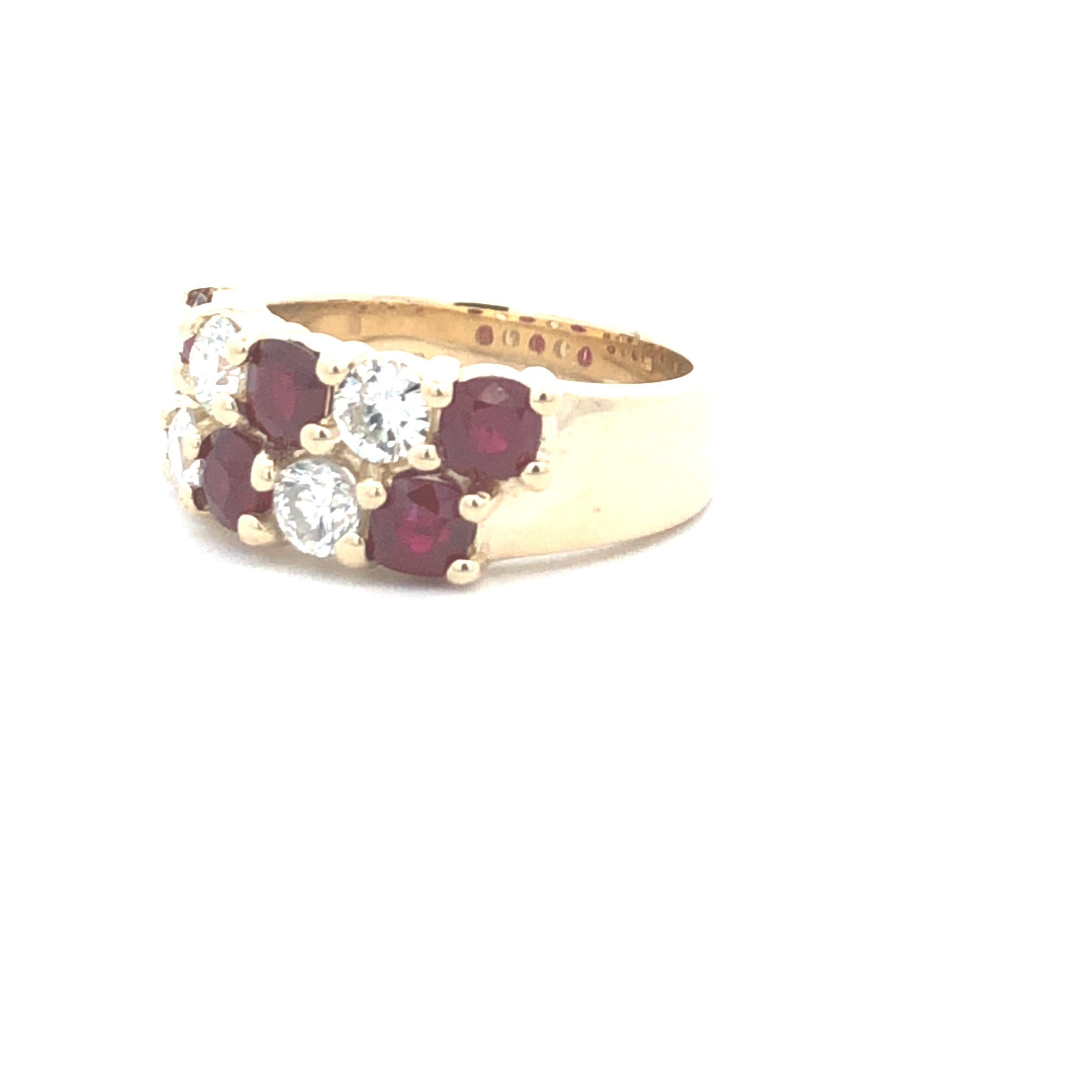 Rubin & Diamantband D 1,04ct R2.17ct 14kYG (Kissenschliff) im Angebot
