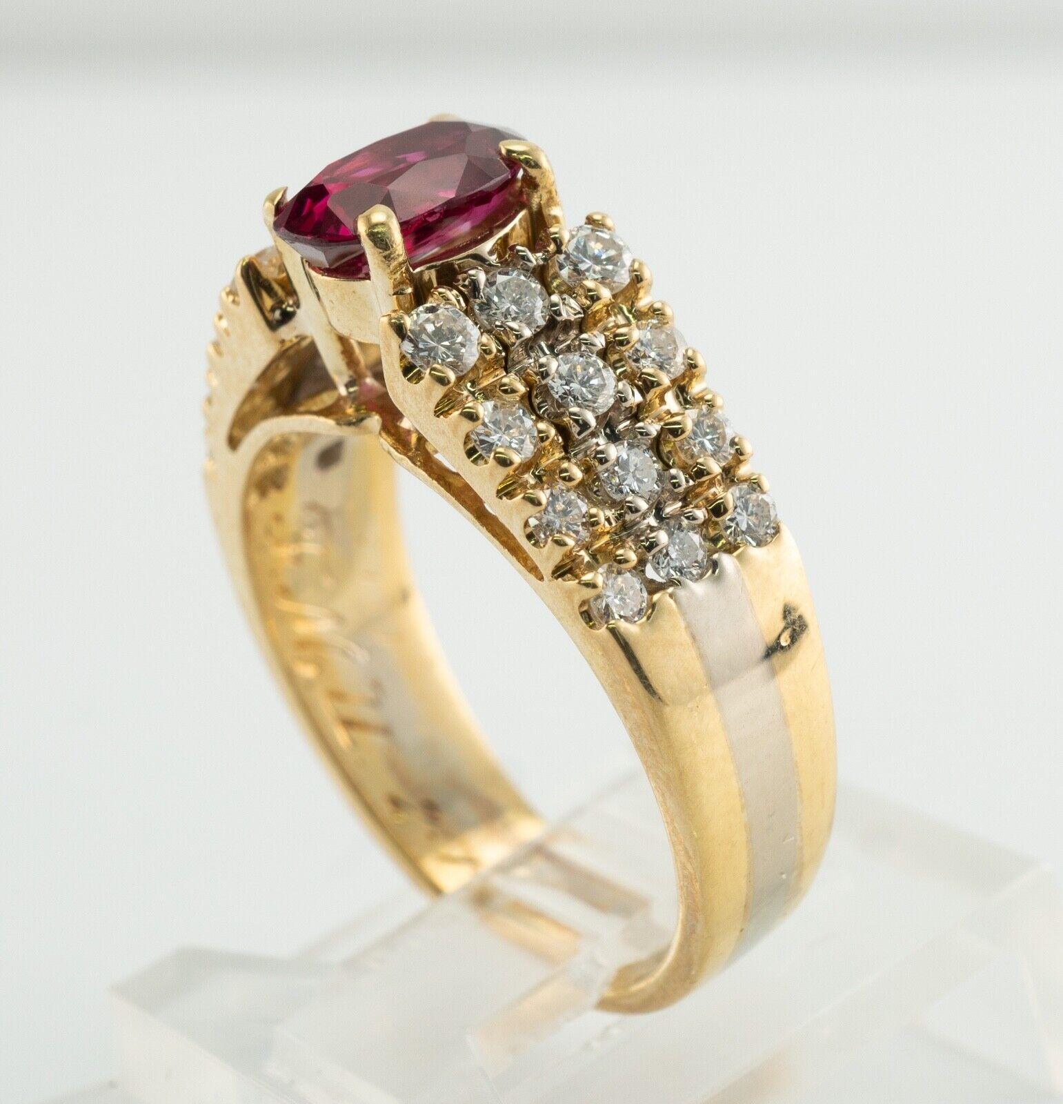 Nature Ruby Diamond Band Ring 18K Gold Vintage en vente 5