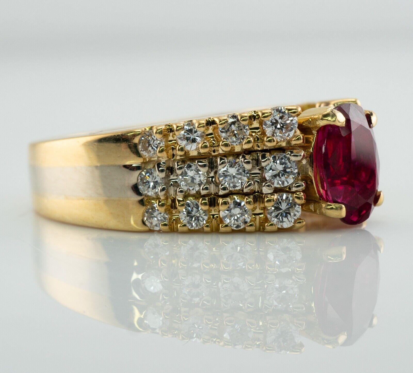 Natürlicher Rubin-Diamant-Ring 18K Gold Vintage im Angebot 2